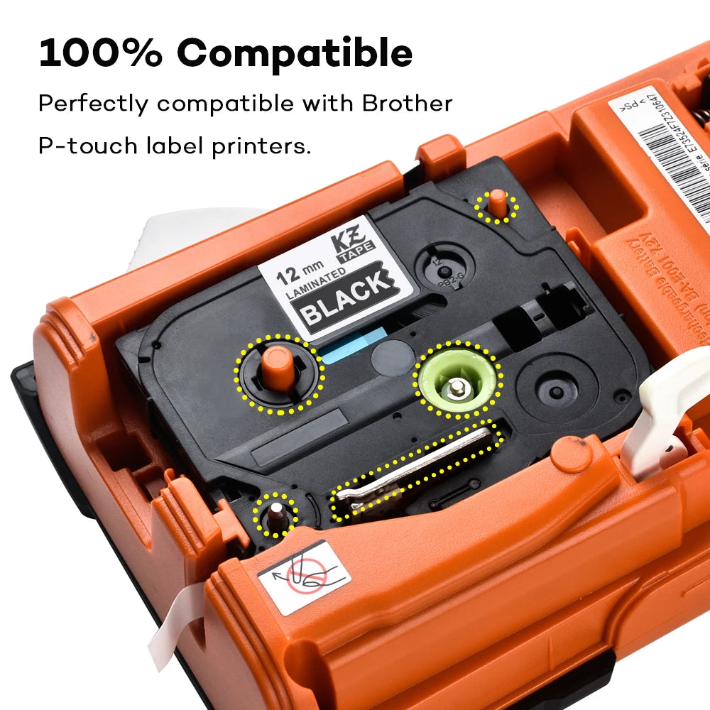 1Pcs 335 Compatible Brother 325 315 tze 335 tze 325 white on black 9/12mm Label Tape for Brother p touch PTH110 PTD210 Label Mak
