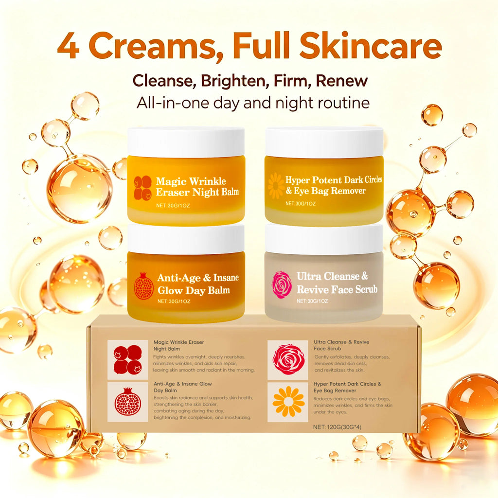 Korean 4in1 Day Night Facial Cream Set Remove Fine Line Shrink Pore Strengthen Firming Lasting Brighten Day Night Eye Care