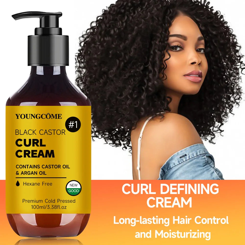 Anti-Frizz Curl Defining Styling Cream - Biotin & Argan Oil Formula, Heat Protection, Enhances Curl Definition, Non-Greasy 1/3PC