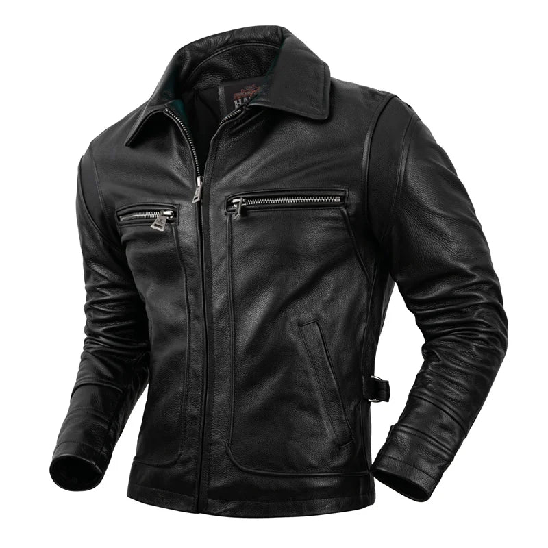 Motorcycle Leather Jacket Men's Windproof And Rainproof Off-road Motorcycle Riding Jacket Leather And Cowhide Slim Fit Jacket