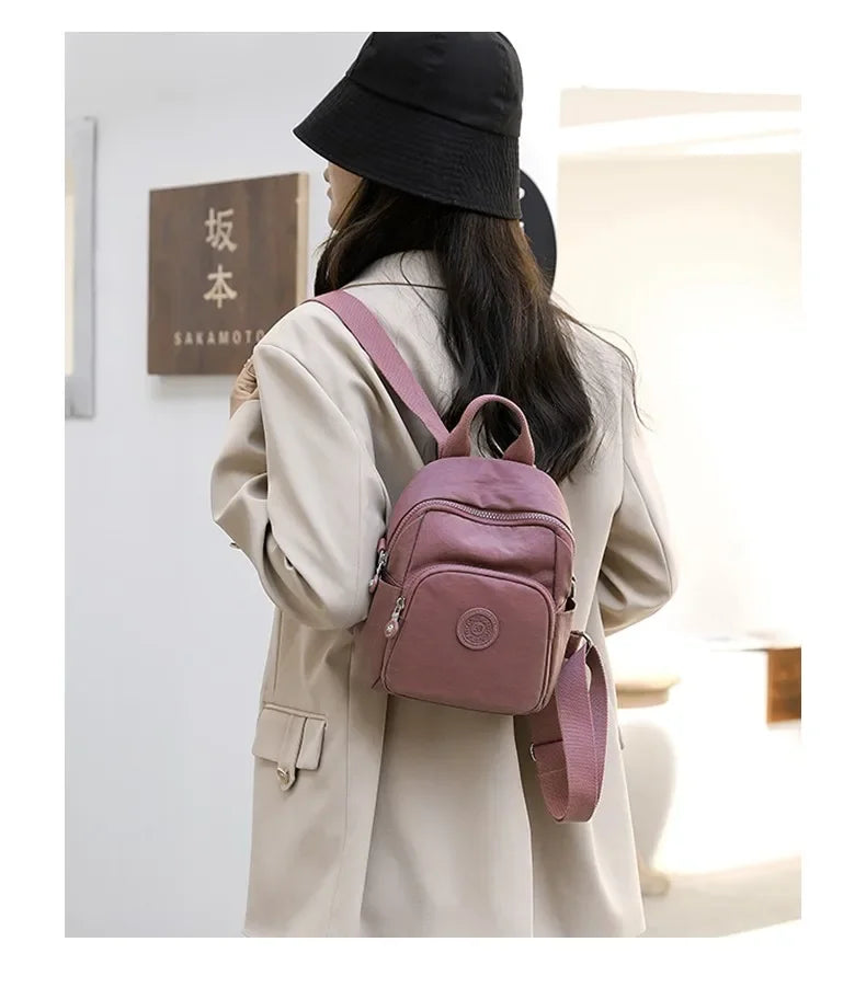 Women's Travel Casual Backpack College Students School Bag Korean Small Canvas Backpack Waterproof Fashion Shoulder Bags