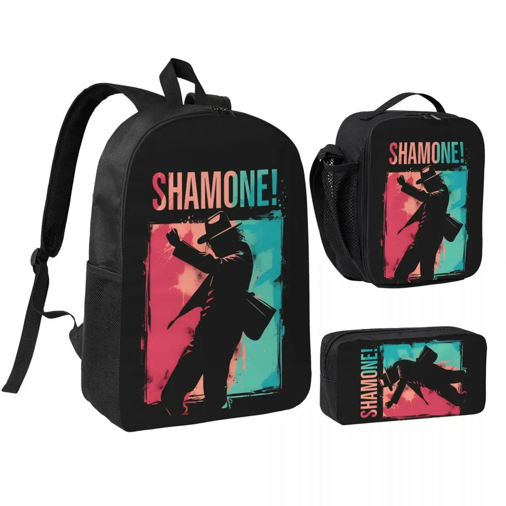 MJ 3pecs/set Backpack for Student High School Daypack Lunch bag Pencil Case