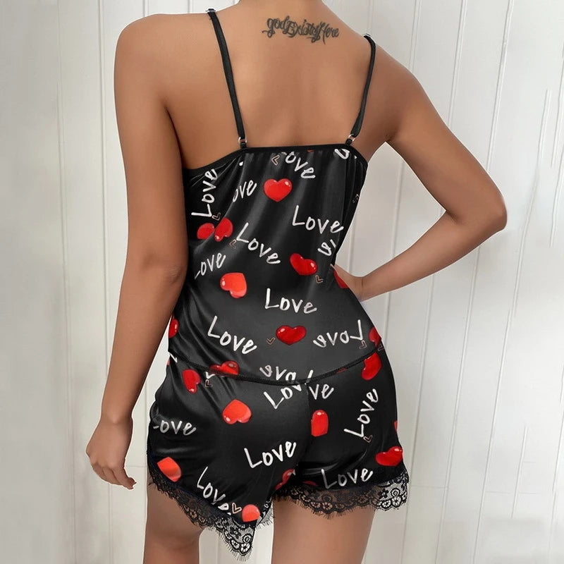 2026 New Sexy Lingerie Set for Women Camisole with Ruffle Hem 2 Piece Sleepwear Home Outfit