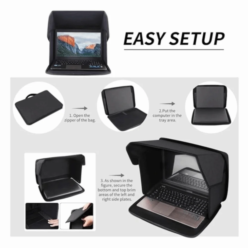 New Foldable Laptop Sun Shade Portable 12-16inch Laptop Sun Glare Shield Multi-functional Laptop Sunshade Bag Working Outside