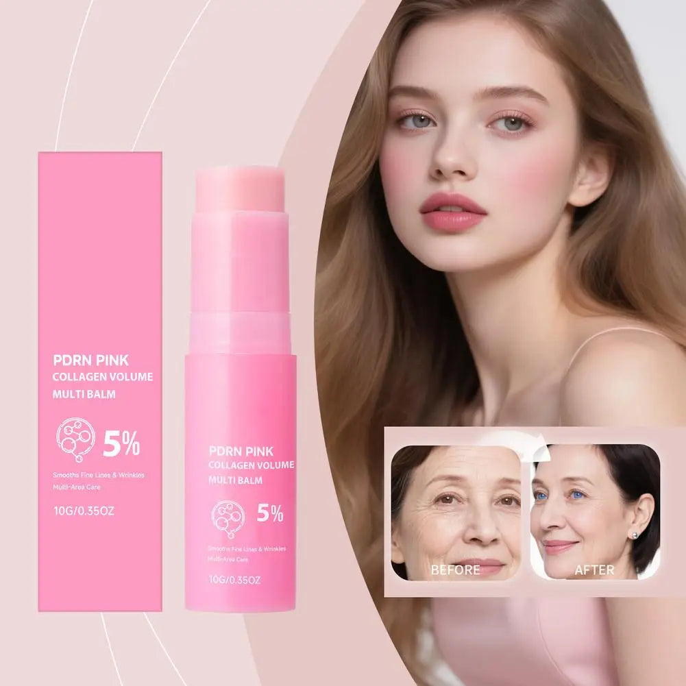 PDRN Pink Collagen Multi Balm, Fine Line Smoothing Skin Deep Hydrating & Plumping Moisturizer, Lightweight Serum