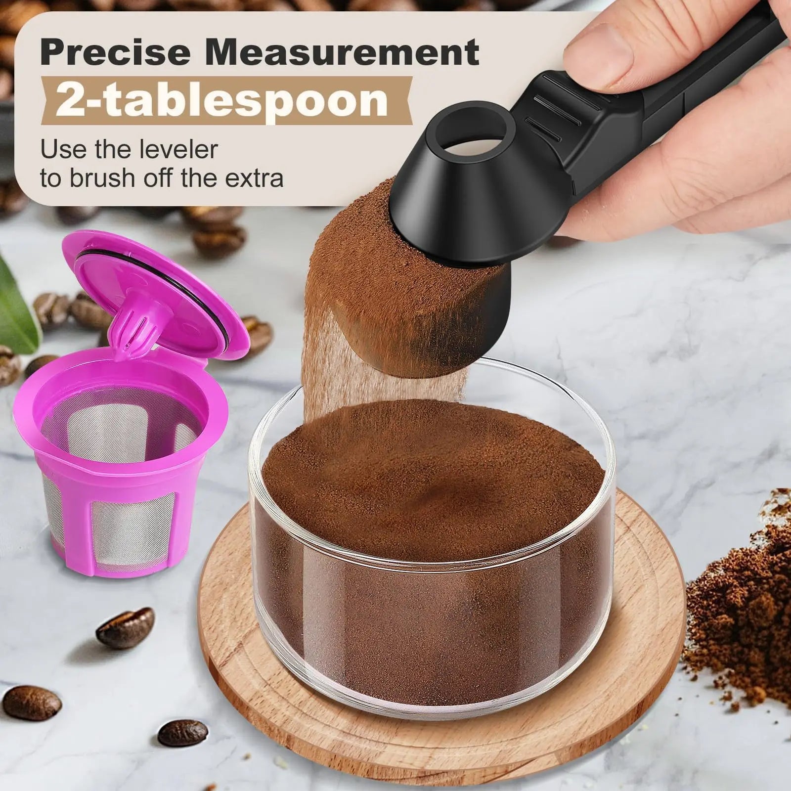 New No Spill Coffee Scoop Reusable Protein Powder Spoon Sliding Spoon Funnel for Milk&Supplements Kitchen Gadgets