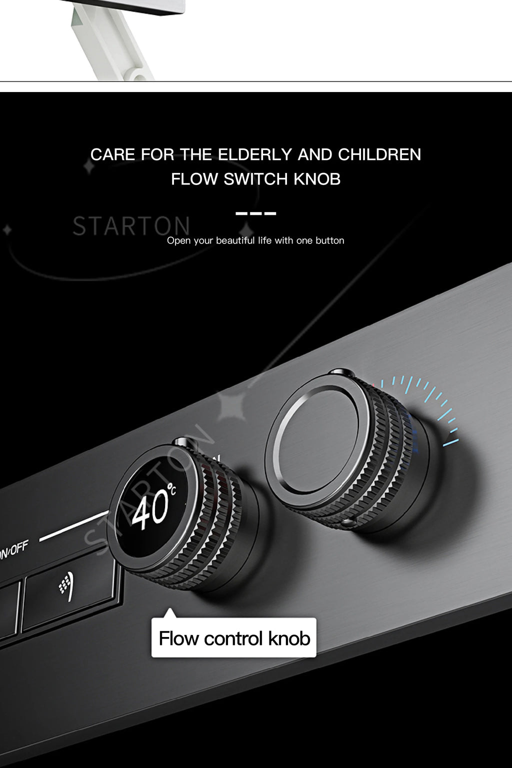 Luxury Black Brass Shower System, Wall Mounted Led Digital Display, Cold Hot Dual Control, Four Function Ceiling Shower Tap