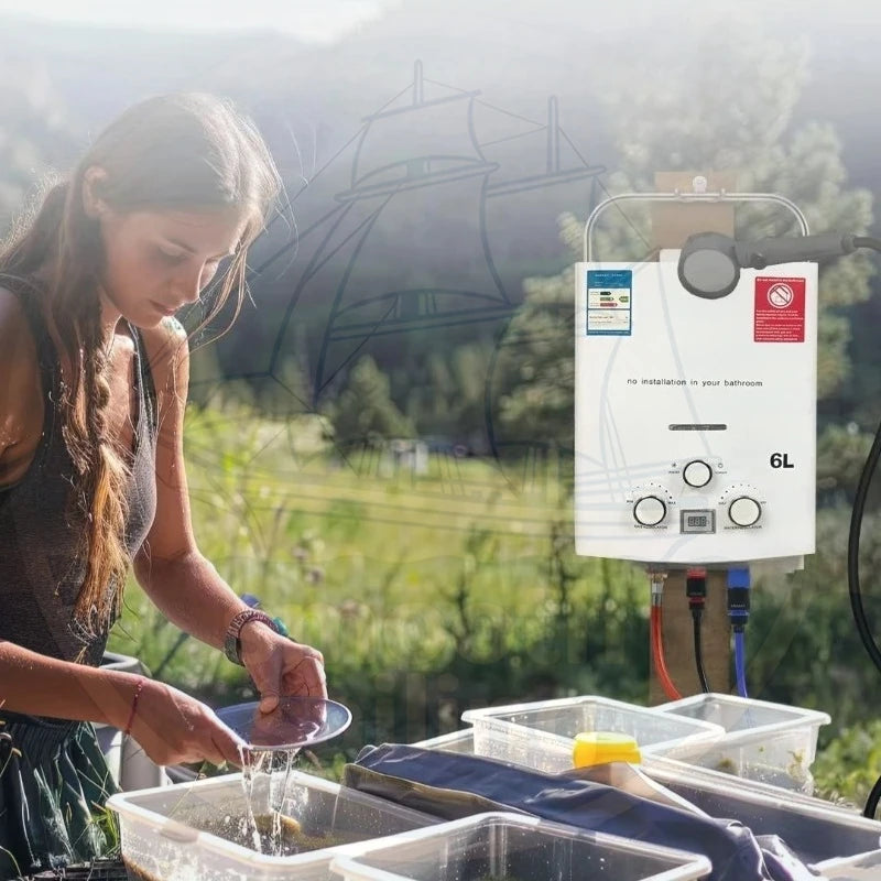 Outdoor Tankless Heater for Camping Instant Bath with Shower Head Hot Water Heater for Car Truck Tent