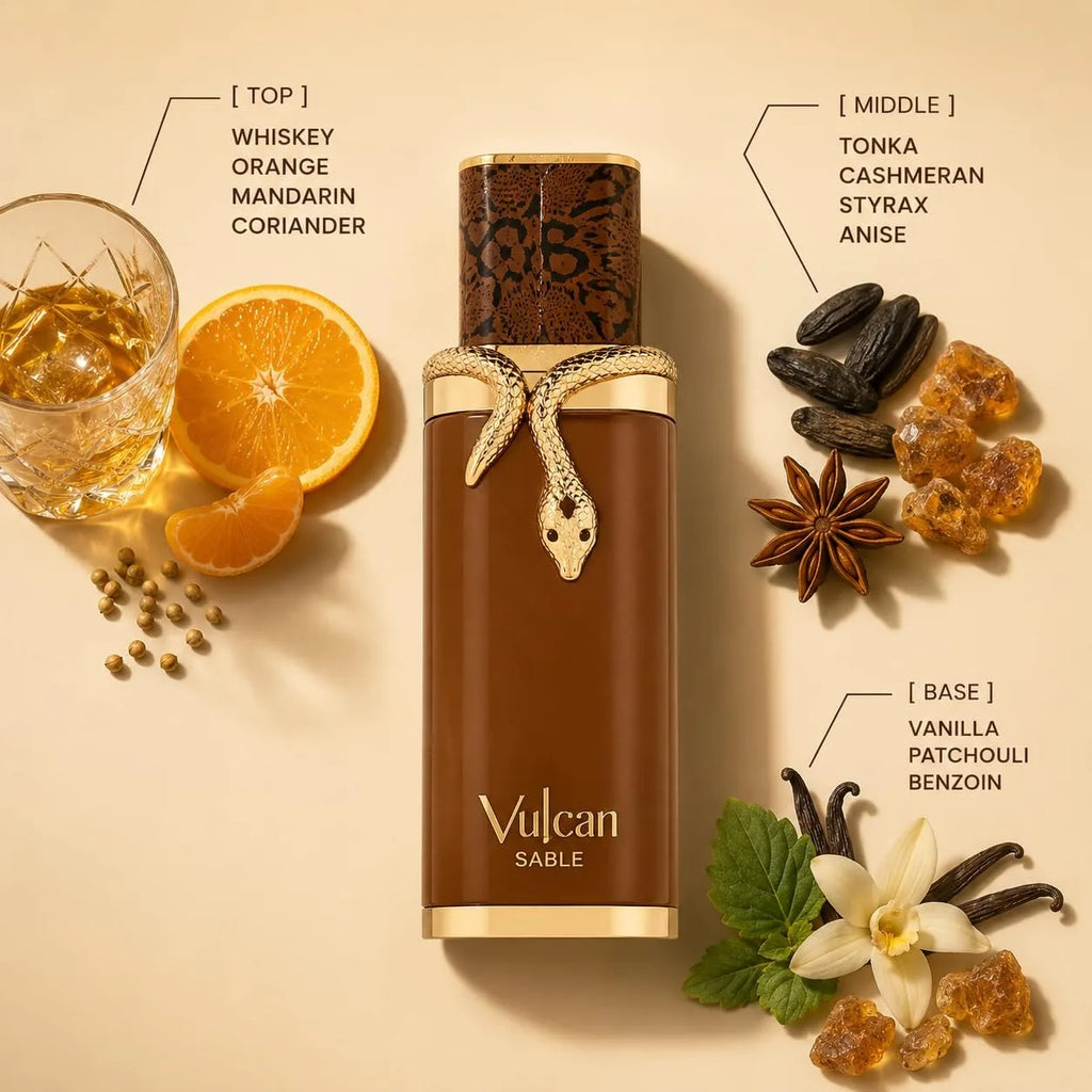 French Avenue Vulcan Sable Eau De Parfum 100ml, Whiskey, Coriander, Tonka, Patchouli, Benzoin