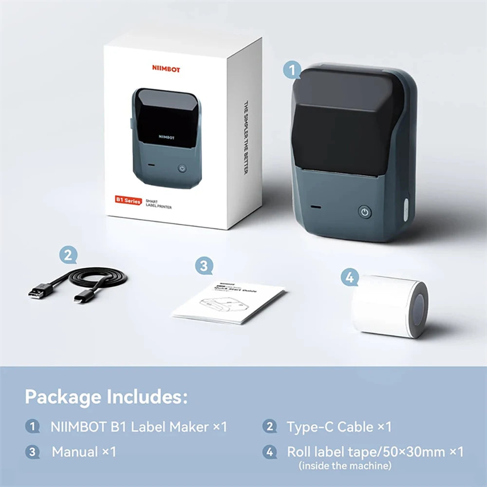 Niimbot B1/B1 PRO Thermal Label Printer Bluetooth Pocket Label Maker Barcode QR Code Self-adhesive Sticker Labeling Machine