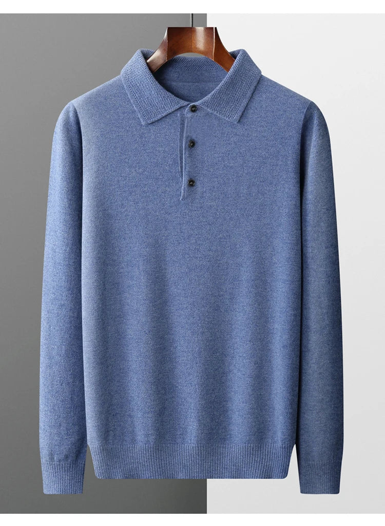 YTFidio 100%Wool Man Sweater POLO-Neck Shirt Casual Jumpers Warm Solid Soft Warm Thickening Knitwear Pullover Tops 134