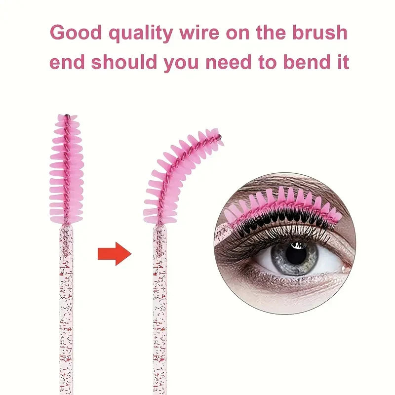 100pc Convenient Crystal Eyelash and Brow Brush Disposable Eyelash Comb for Mascara Application Eyelash Extension Makeup Tools