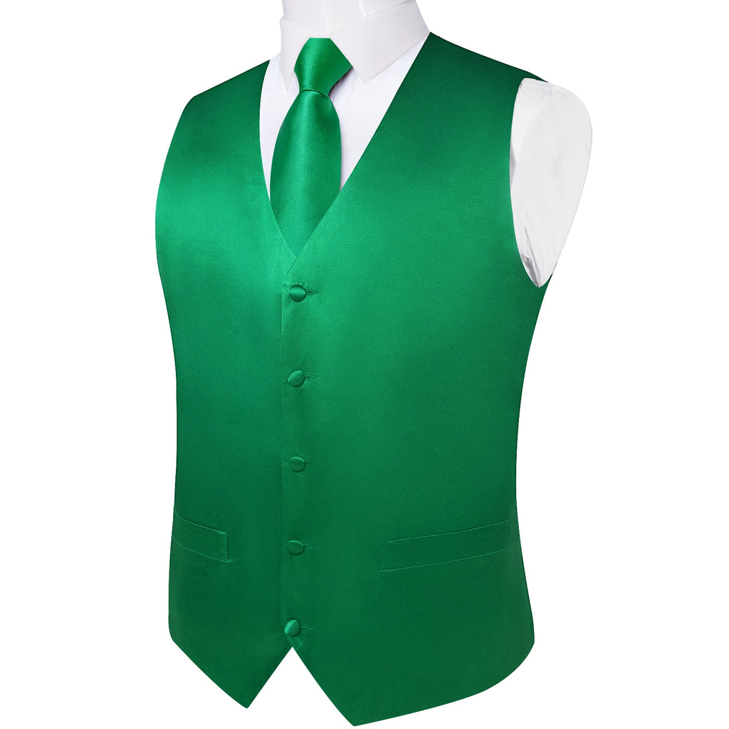 Satin Men's Solid Blue Suit Vest with Tie Handkerchief Cufflinks Business Formal Waistcoat Wedding Prom Men Sleeveless Jacket
