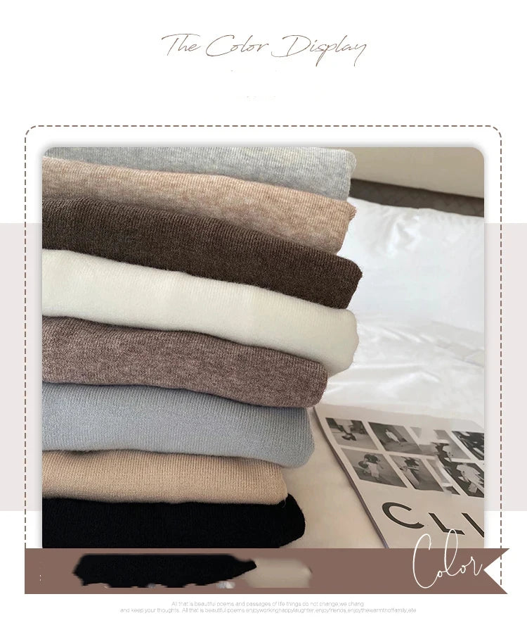 2026 Autumn Winter Basic Slim Soft Solid Color Turtleneck Sweater Women Pullover Casual Long Sleeve Chic Bottom Knitted Jumper