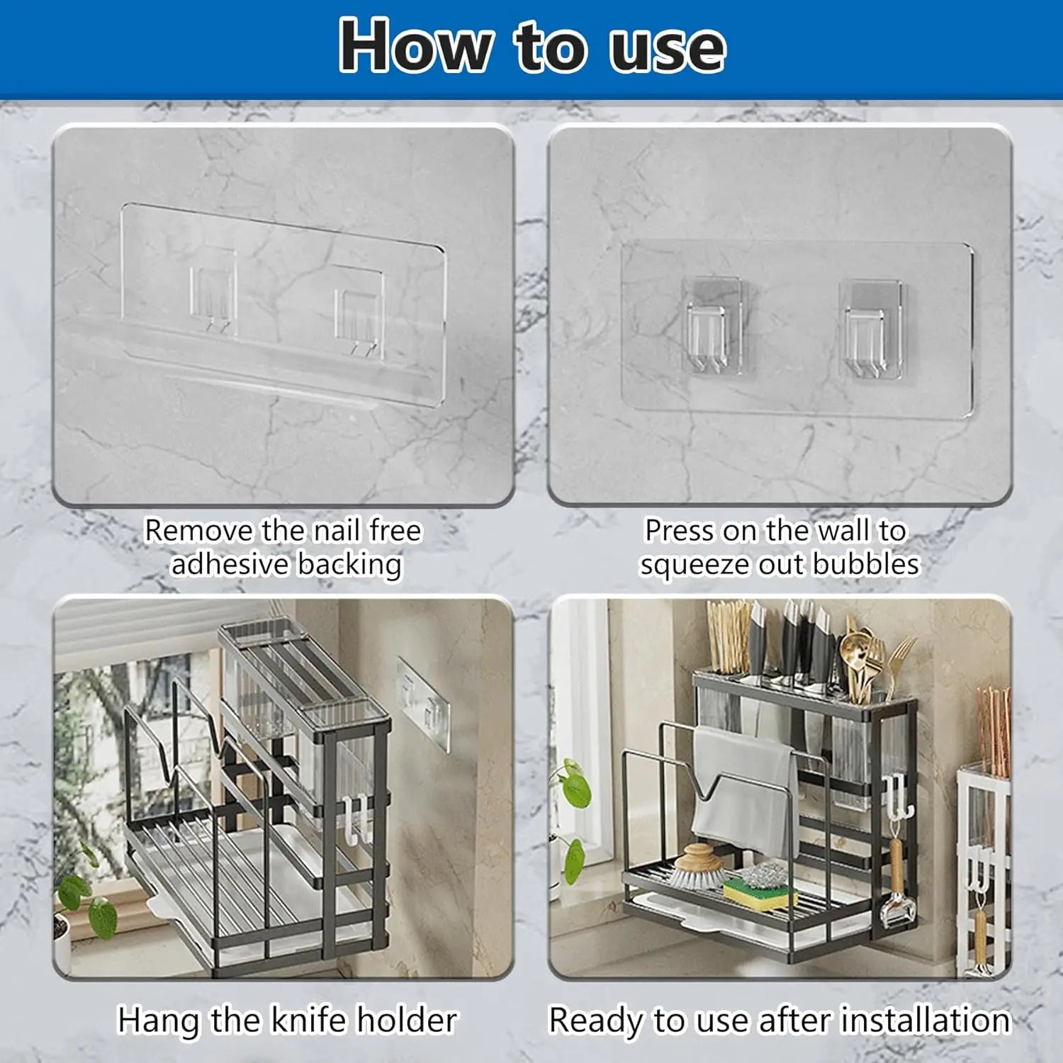 5-in-1 Wall Mounted Kitchen Organizer - Heavy-Duty Stainless Steel Utensil Holder | 20lbs Capacity for Cutting Boards/Knives