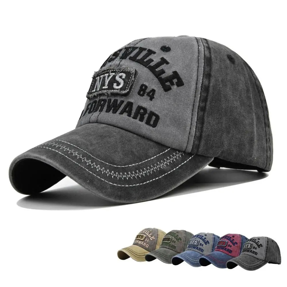 Fashion Hip Hop NYS Patch Embroidery Baseball Caps Adjustable Frayed Denim Sunscreen Hats Vintage Snapback Dad Hat for Men Women