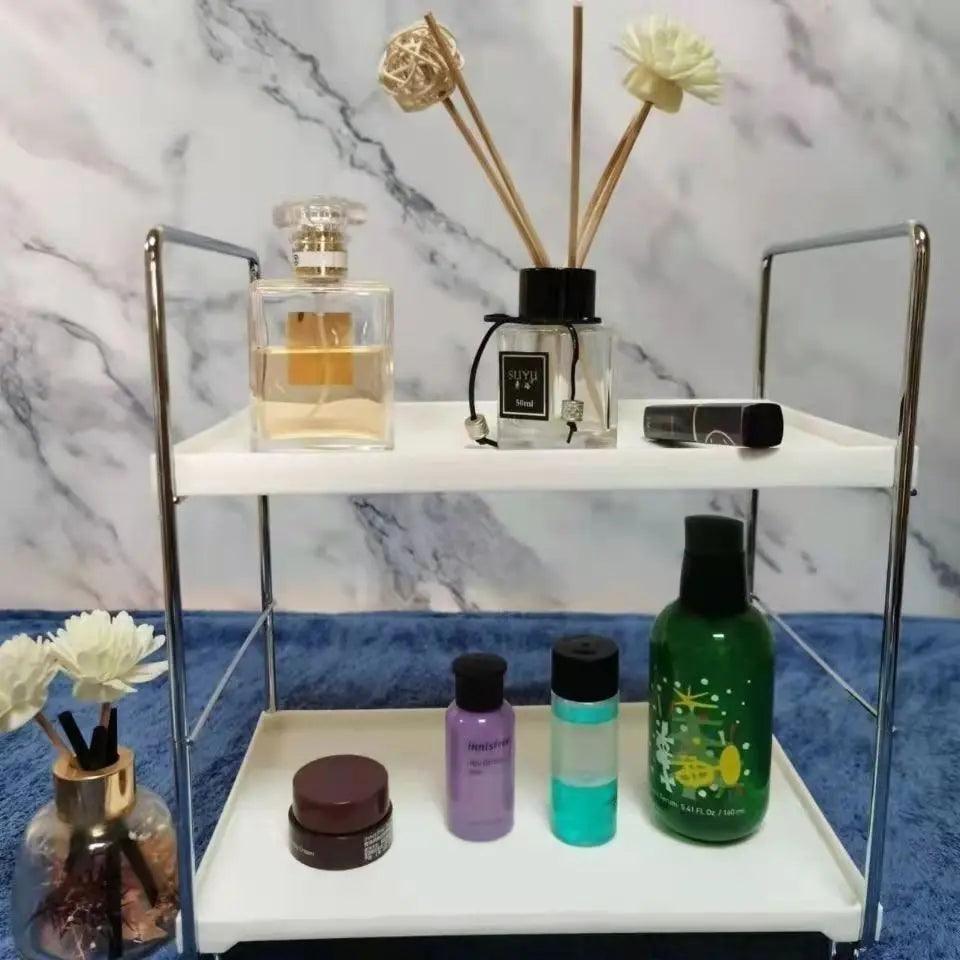 Desktop Organizer Rack Cosmetic And Skin Care Products Storage Shelf Iron Material Bedroom Living Room Kitchen Bathroom Use