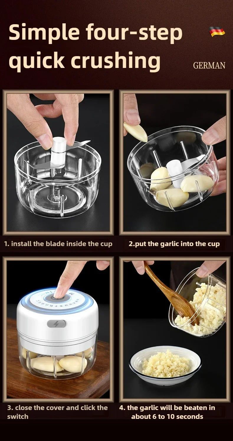 Electric Mini Garlic Chopper 100/250ML USB Vegetable Onion Chopper baby food processor Portable Small Food Processor
