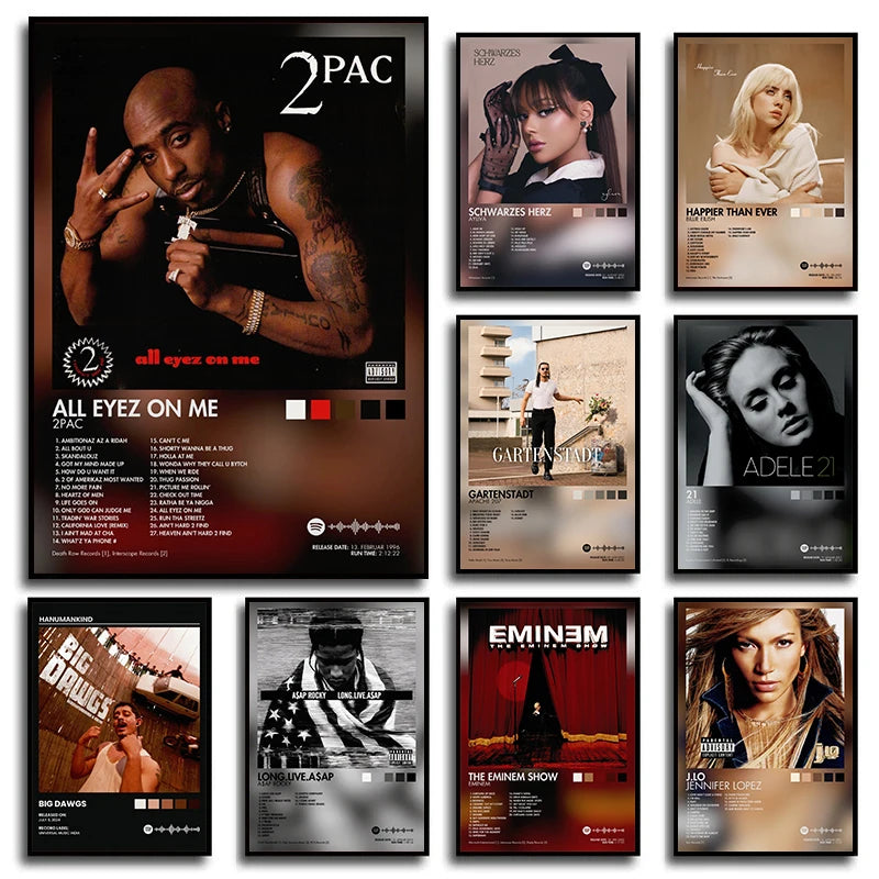 Modern Pop Rap Wall Art Hip Hop Artist Male Female Singer Poster Hot HD Painting on Canvas Music Album Cover Home Decor Gift