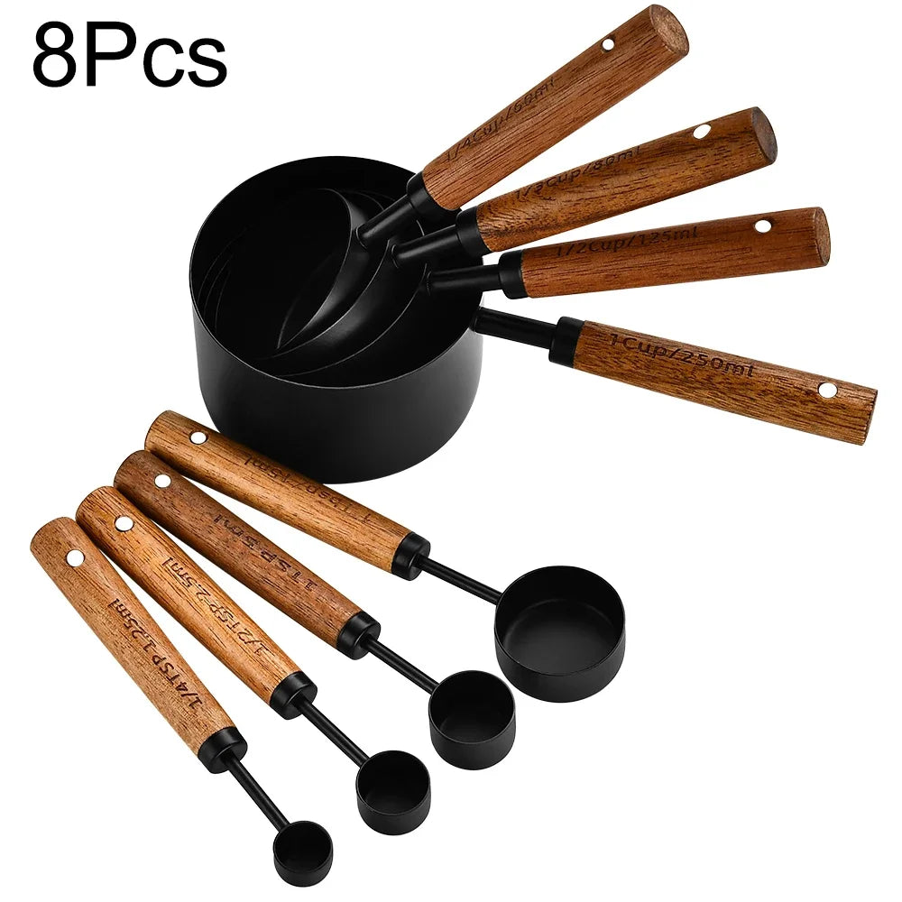 8Pcs Measuring Spoon Set Stainless Steel Multifunctional Cookware Portable Heavy Duty Kitchen Gadgets Baking Seasoning Spoon
