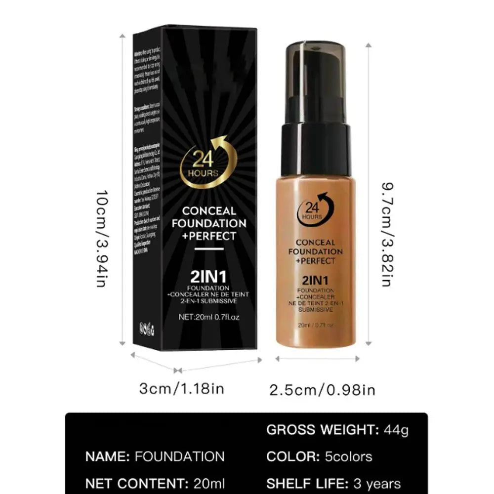 New Waterproof Liquid Foundation Matte Oil-Control Face Foundation Cream Natural Creamy Texture Foundation Concealer Cream