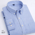 New Cotton Mens Striped Plaid Print Oxford Spinning Casual Long Sleeve Shirt Comfortable Collar Button Slim Male Business Shirts