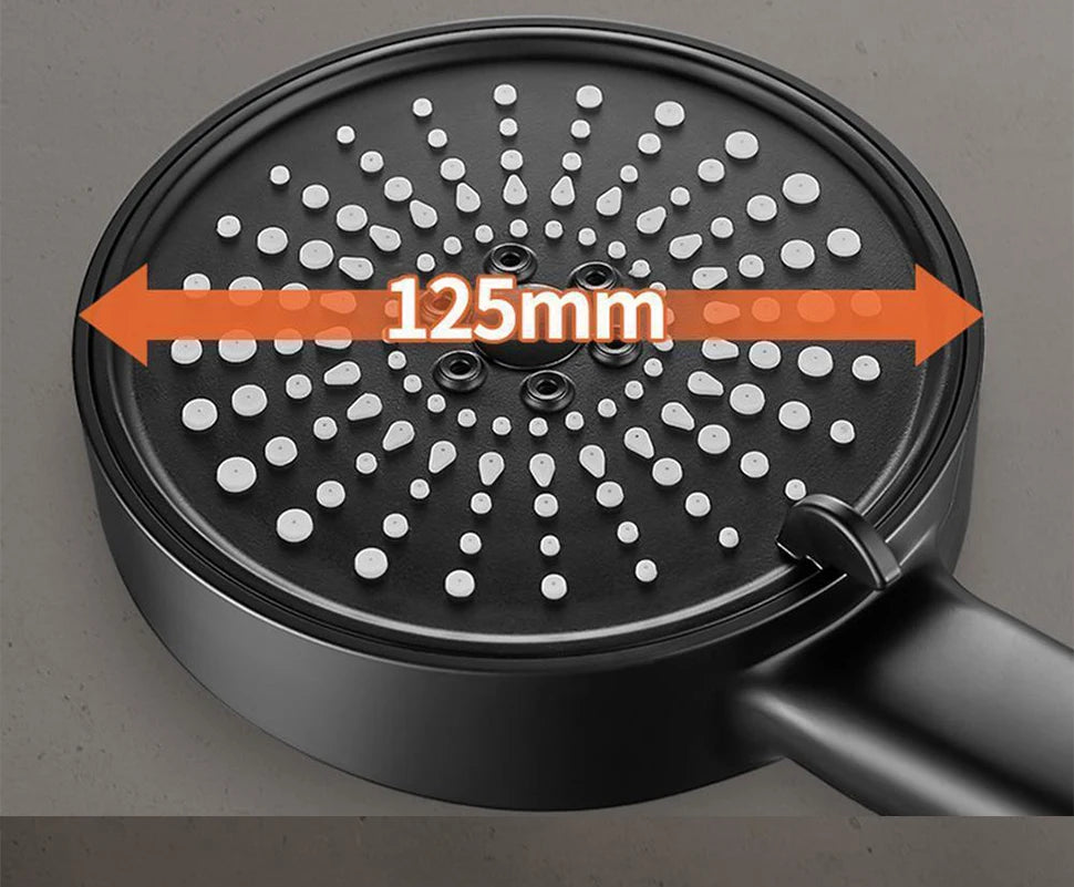 12.5cm Big Panel Shower Head,High Pressure Rainfall Shower Set Water Saving Shower,5 Modes Adjustable Shower Head Bathroom Tools