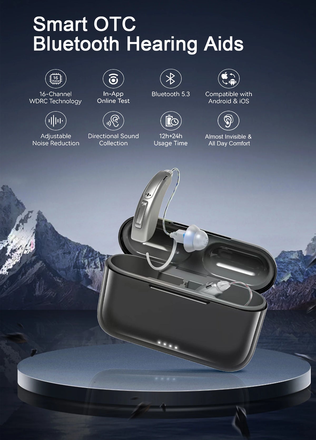 16 Channel Hearing Aid High Quality Bluetooth Hearing Aids Rechargeable for Deafness Intelligent Noise Cancelling Audifonos
