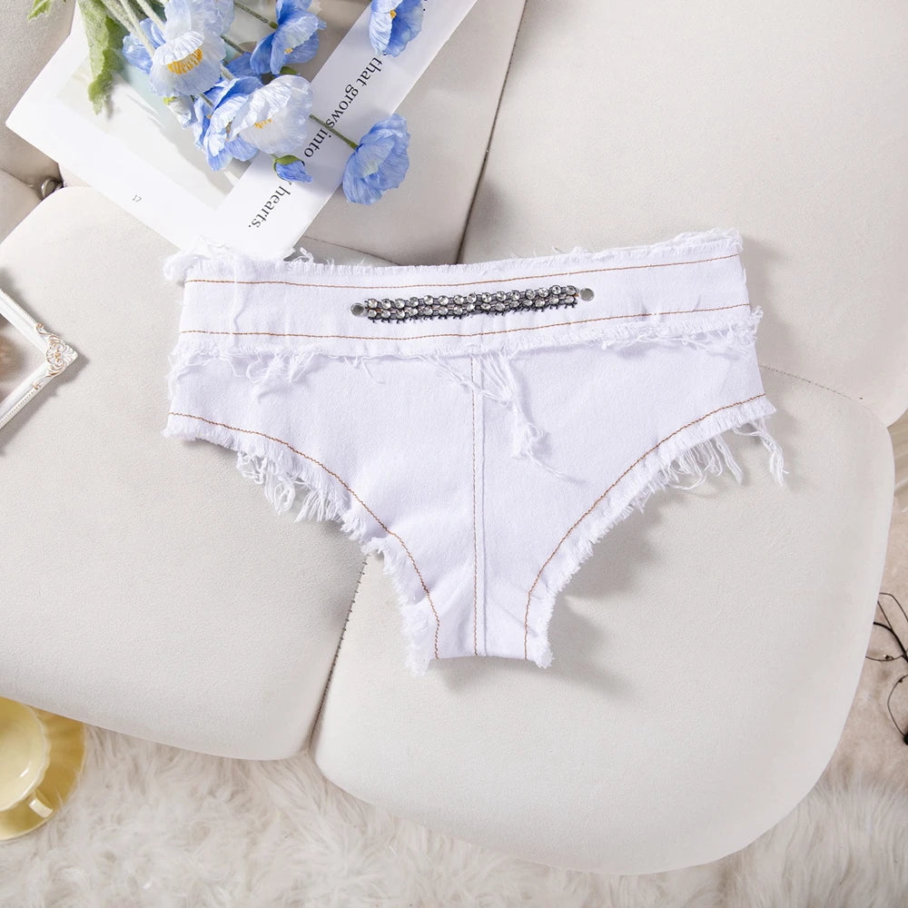 Womens Low Waist Denim Jeans Shorts Hottie Sexy Nightclub Mini Shorts Pants Jeans Slim Young Ladies White Pole Dance Hotpants