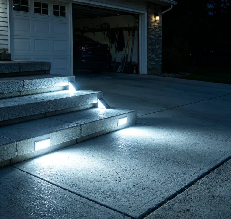 White Triangle Solar Step Lights IP67 Waterproof Auto On Off Outdoor LED Deck Lamp For Patio Yard Driveway Porch Decoration