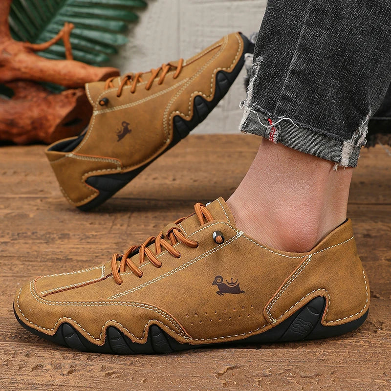 Spring Men Low Cut Leather Sneaker Soft Soled Loafers Anti Slip Flat Bottom Casual Shoes Large Size Zapatillas Para Hombre 2025
