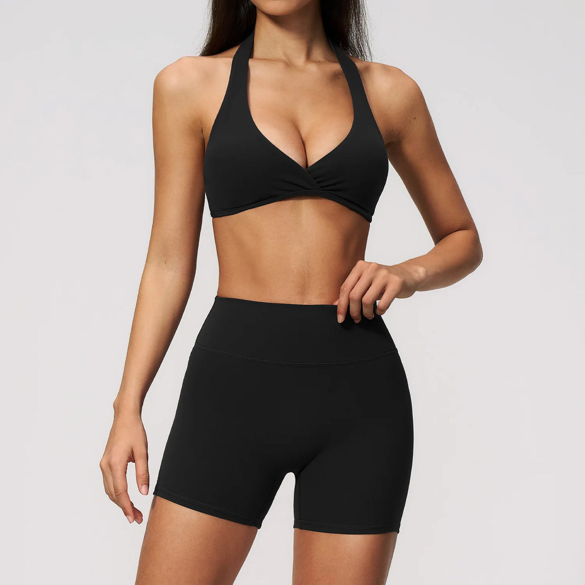 Women Tracksuits 2PCS Yoga Suit Gym Outfits Workout Clothing Deep V Workout Bra High Waist Butt Lift Pants Outdoors Sports Set