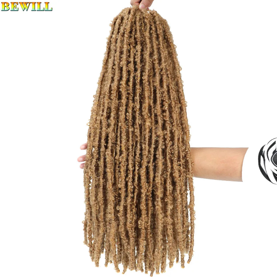 BEWILL 12 14 18 24 Inch Butterfly Locs Crochet Hair Pre-looped Synthetic Distressed Faux Braids Hair Soft Locs Goddess Locs Hair