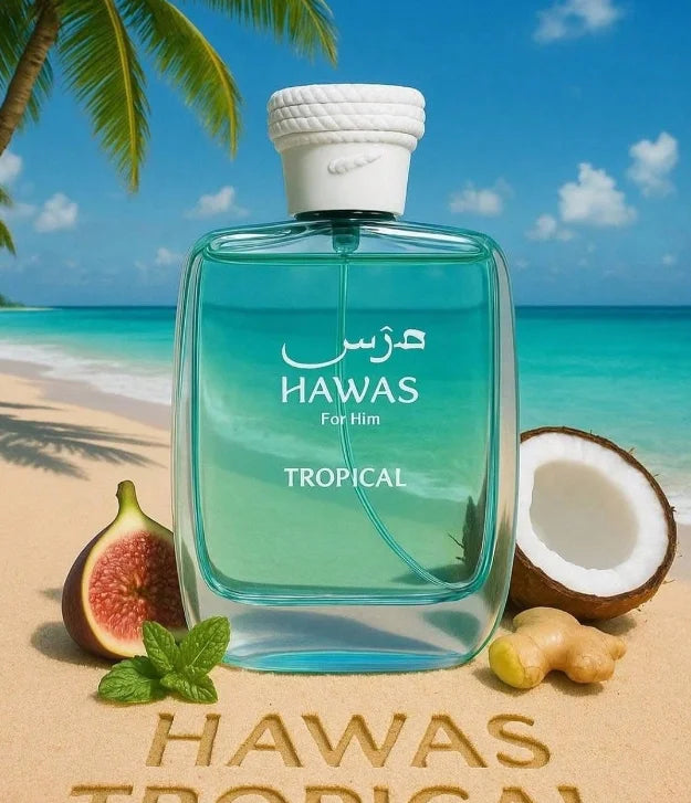 Hawas Tropical Men's Perfume 3.38oz Zesty Citrus And Coconut Aroma Clean And Invigorating Masculine Sce.n.t