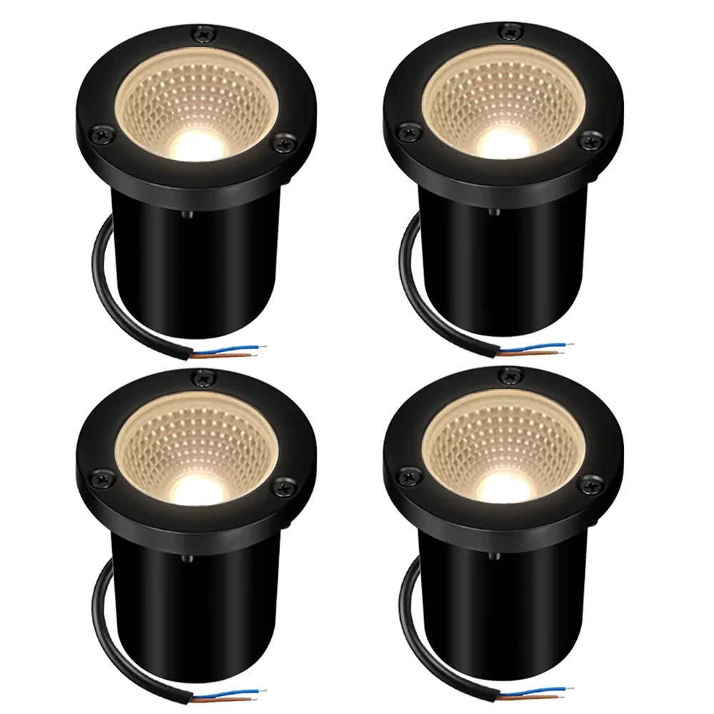 LED Underground Light 10W Waterproof Outdoor Spotlight Warm White Path Tree Deck Stair Ground Garden Landscap Lighting 4pack