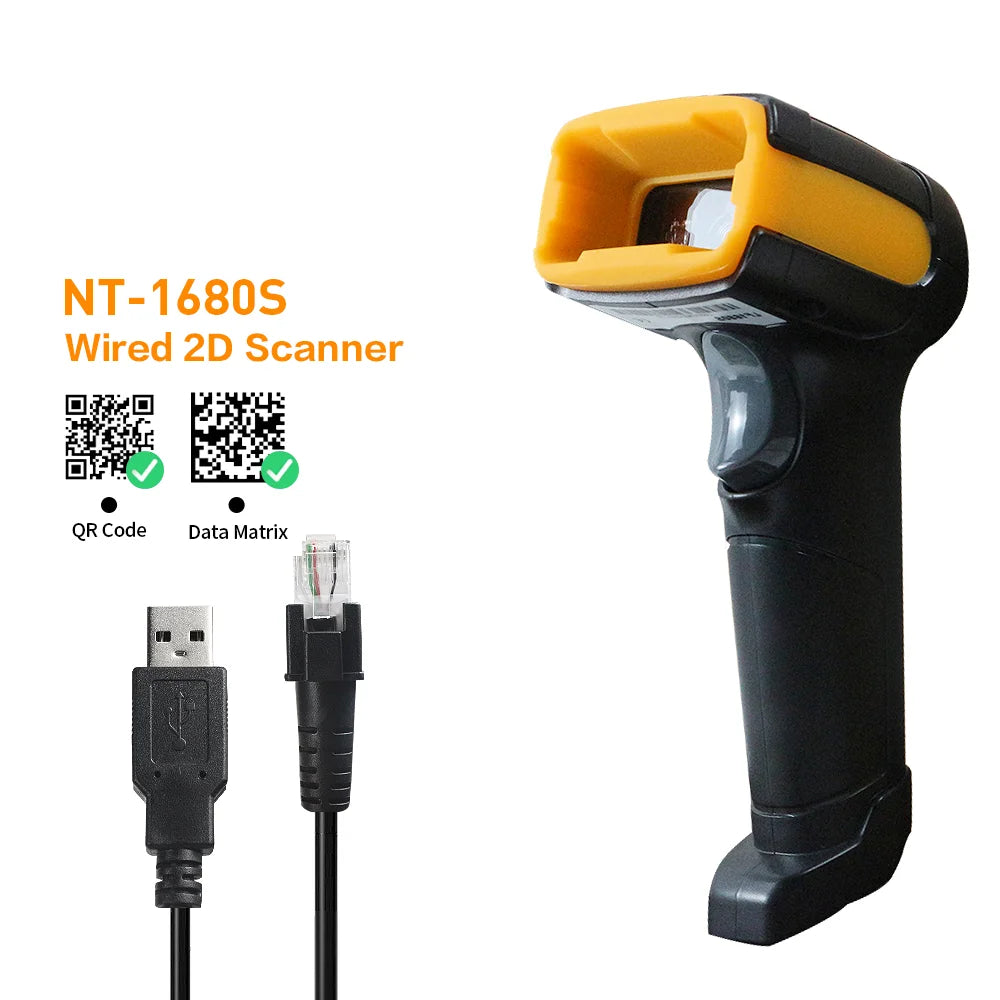 1680S USB 2D Barcode Scanner,Wired Automatic QR Code Scanner with Long USB Cable for POS Mobile Payment,Supermarket,Warehouse