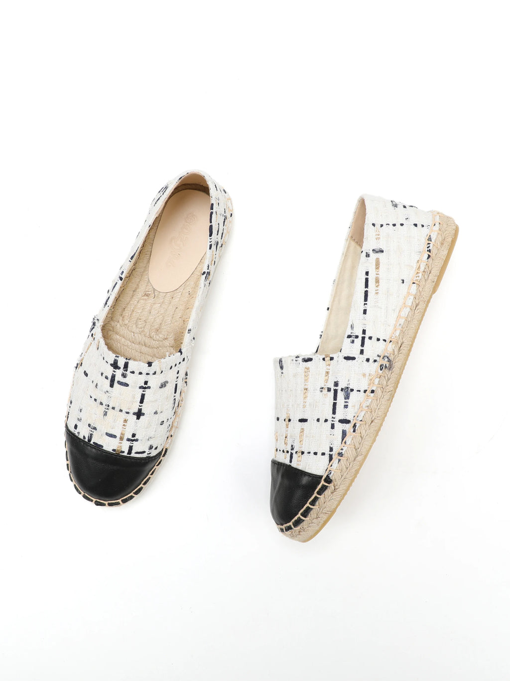 White espadrilles for women flat closed toe shoes