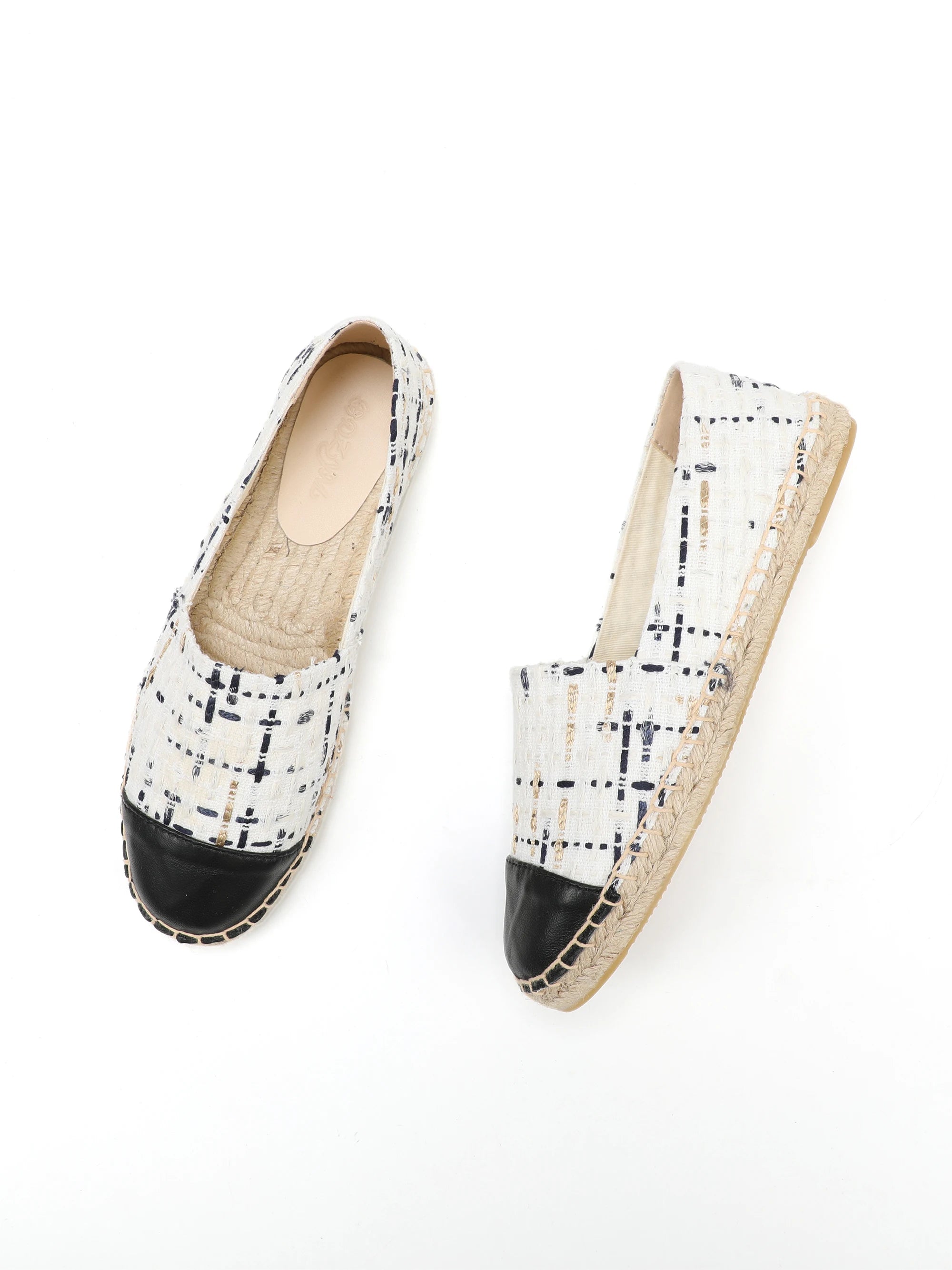 White espadrilles for women flat closed toe shoes