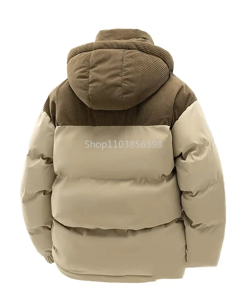 Men's Winter Jacket Hooded Casual Warm Cotton Jacket Thickened Fleece Lined Zipper Front Parka Winter Cold-Proof Coat Male 2026