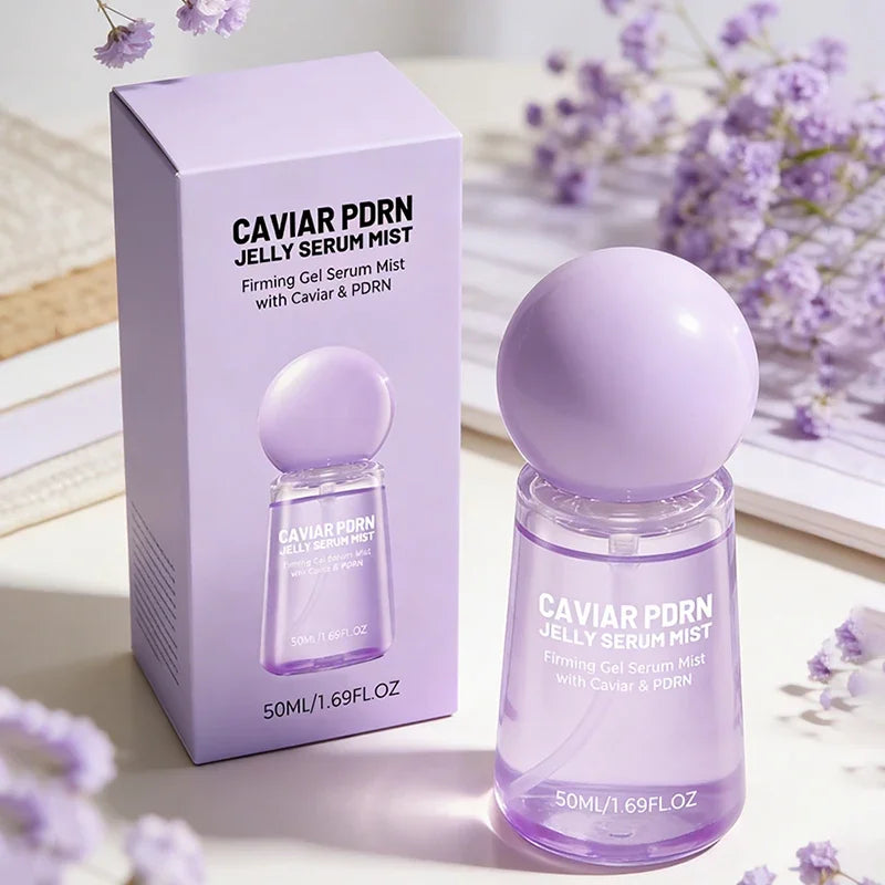 Caviar PDRN Jelly Serum Mist Smooth Dry Lines Nourish Hydrating Skin Brighten Skin Tone Tighten Facial Pores Jelly Essence Spray