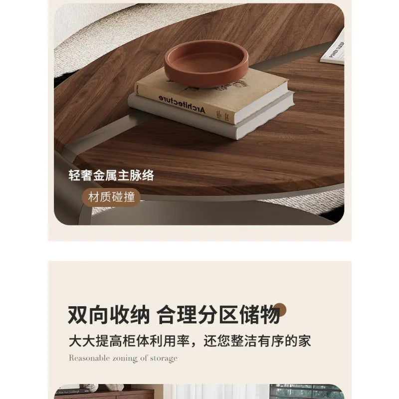 Light luxury solid wood leaf coffee table living room home antique special-shaped coffee table
