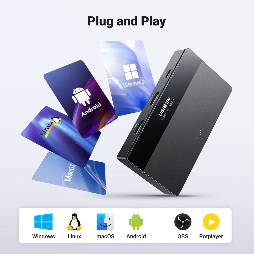 New! UGREEN Video Capture Card 4K60Hz HDMI to USB/USB-C HDMI Video Grabber Box for PC Computer Camera Live Stream Record Meeting