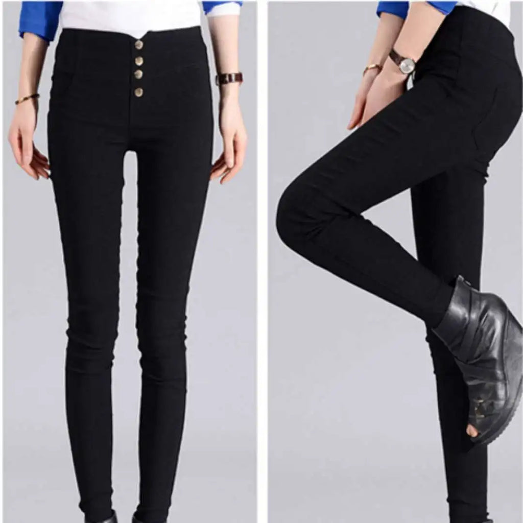 Streetwear Fashion Women Skinny Pencil Pants Spring Autumn New Elastic High Waist Korean Clothing Solid Thin Casual Trousers 5XL