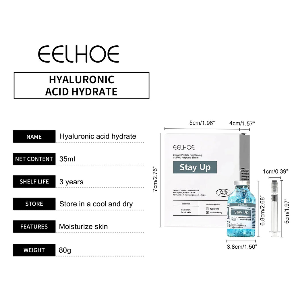 EELHOE Hyaluronic Acid Moisturizing Serum Deep Nourishing Smooth Skin Whitening Brighten Skin Care Products Hydrating Face Serum