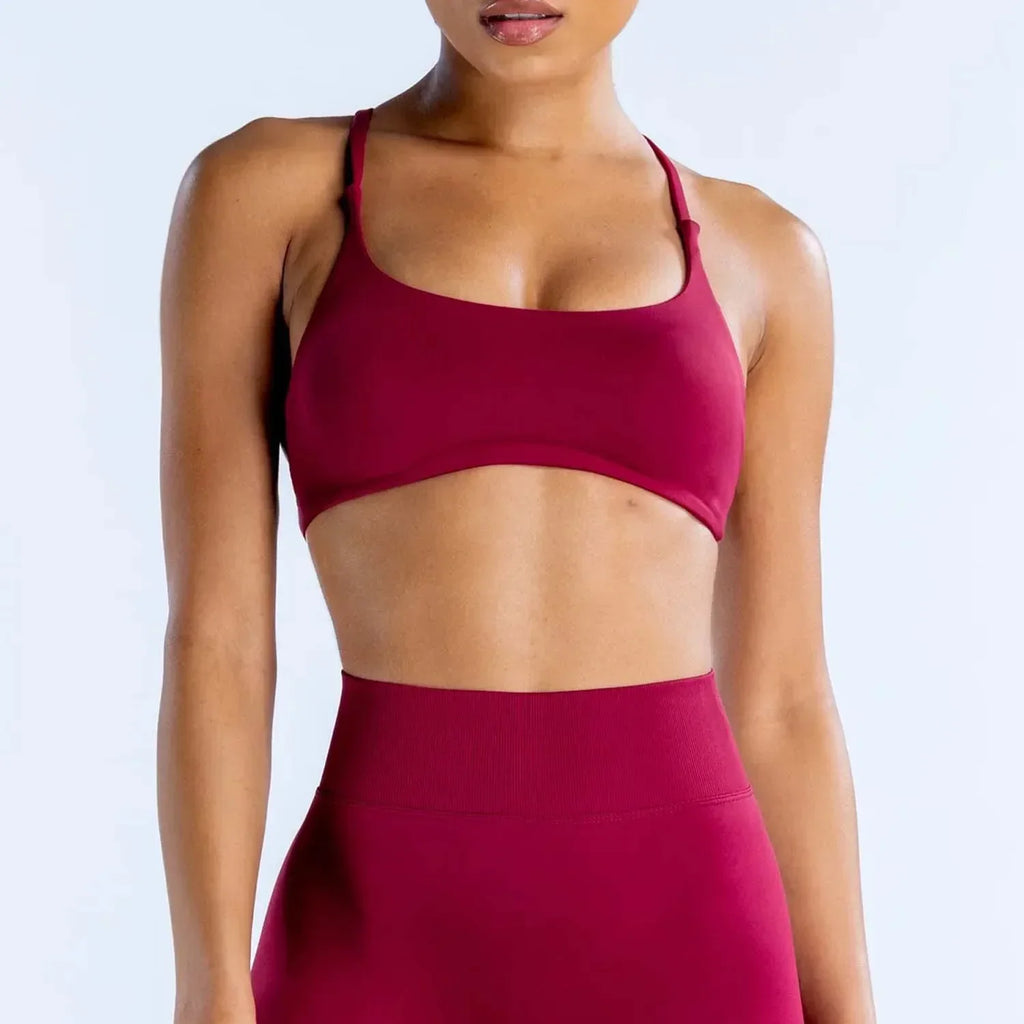 LOGO Women Seamless Front Twist Sports Bra Thin Strap Back Sports Vest Yoga Fitness Workout Activewear