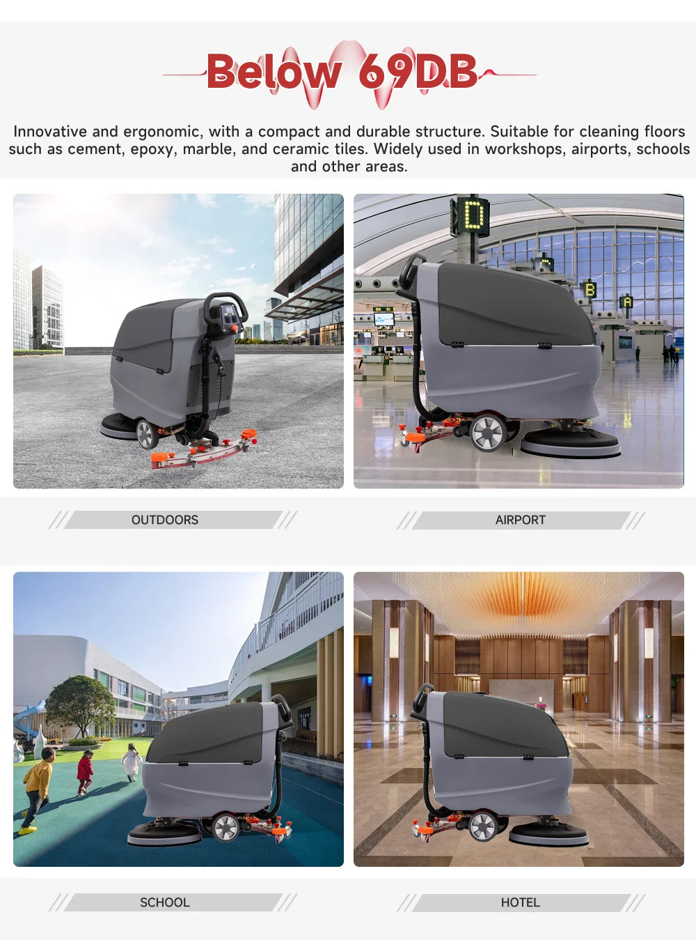 A5B Commercial Cleaning Equipment Industrial Vacuum Cleaner Walk-behind Floor Sweeper Scrubber