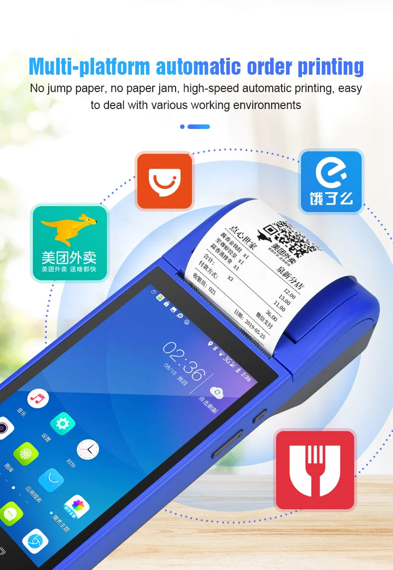 SDK 5" 4G Handheld Cash Register POS Machine Mobile Android System Pos Terminal Wi-Fi USB Printer Barcode Scanner NFC Reader