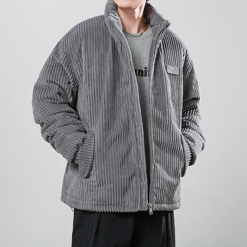 Autumn Winter Corduroy Men's Parkas High-end Design Quality Men's Jacket Handsome Trendy Brand Thick Couple Down Cotton Jacket