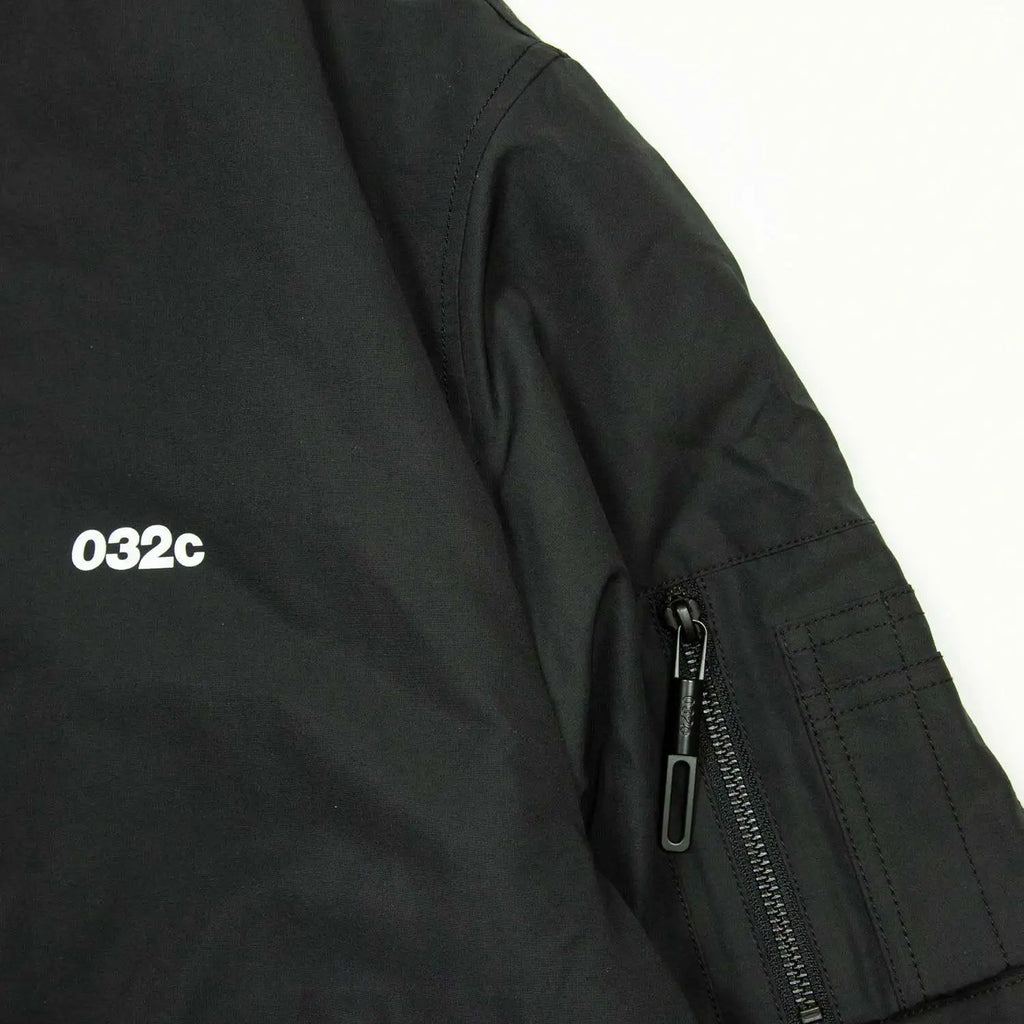 032C black silhouette short wide bomber zip multi pocket jacket