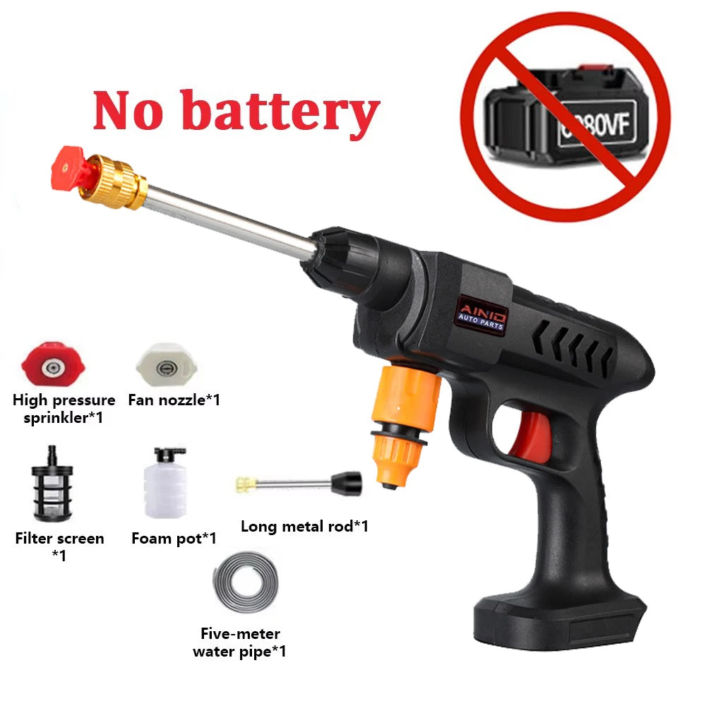 60BAR Cordless High Pressure Car Washer Spray Water Gun Wireless High Pressure Car Wash Water Gun Washer Self Priming Sustain